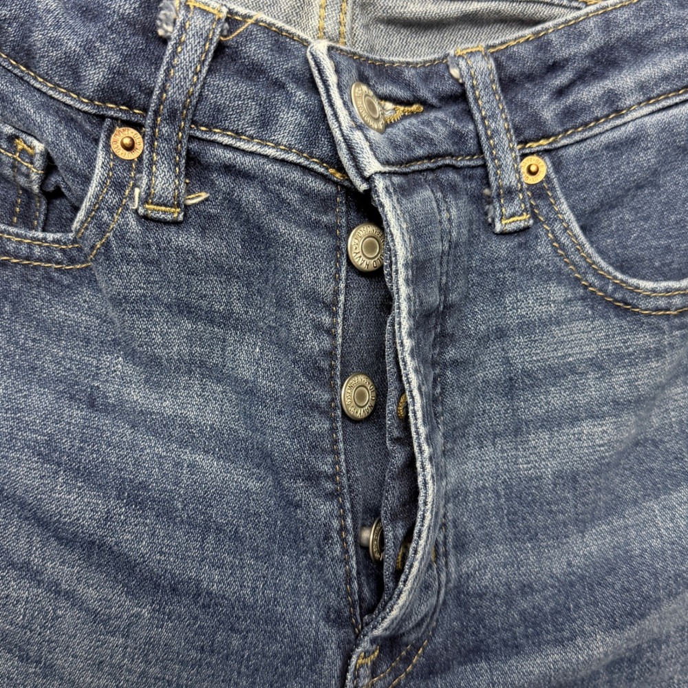Old Navy OG Straight High Rise Distressed Raw Hem Button Fly Jeans Size 8 - Picture 5 of 9
